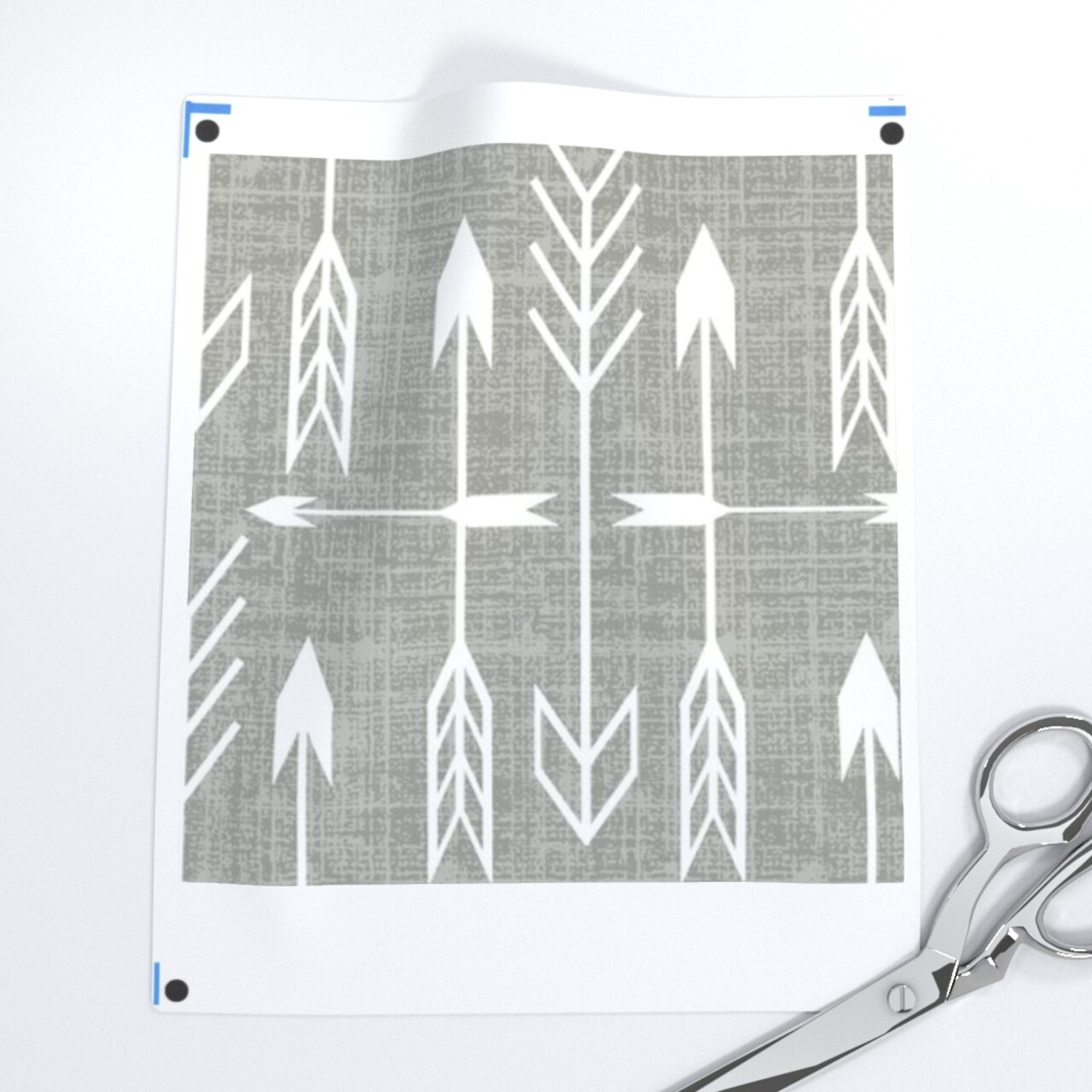 Archery Silver Arrow Pointer Gray Arrows Custom Printed Fabric by Spoonflower Various Fabrics by the Yard or Fat Quarter